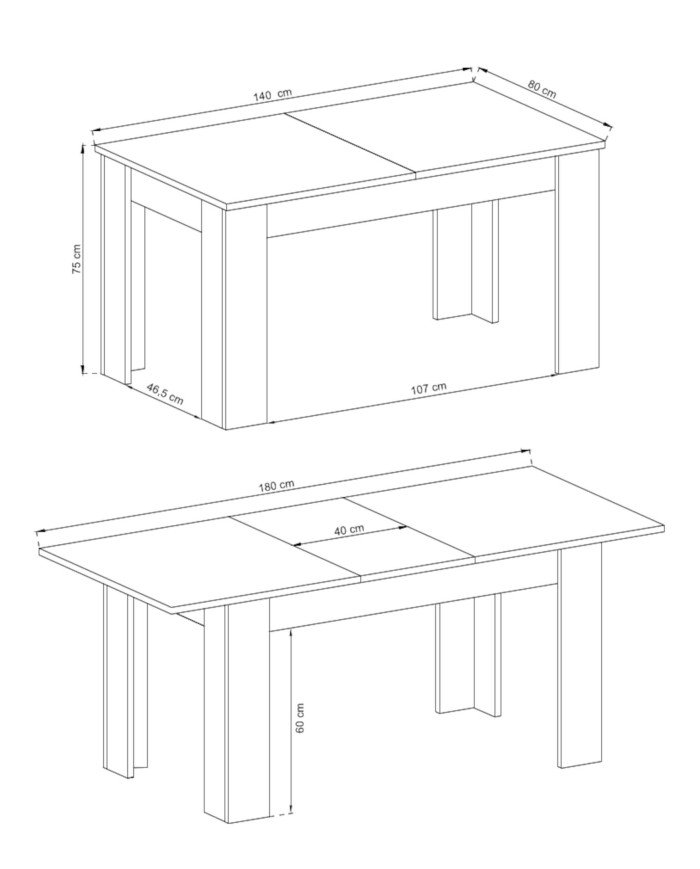Sky L140 rectangular table, extendable, 140-180/75/80 cm, Riviera Oak - Image 5