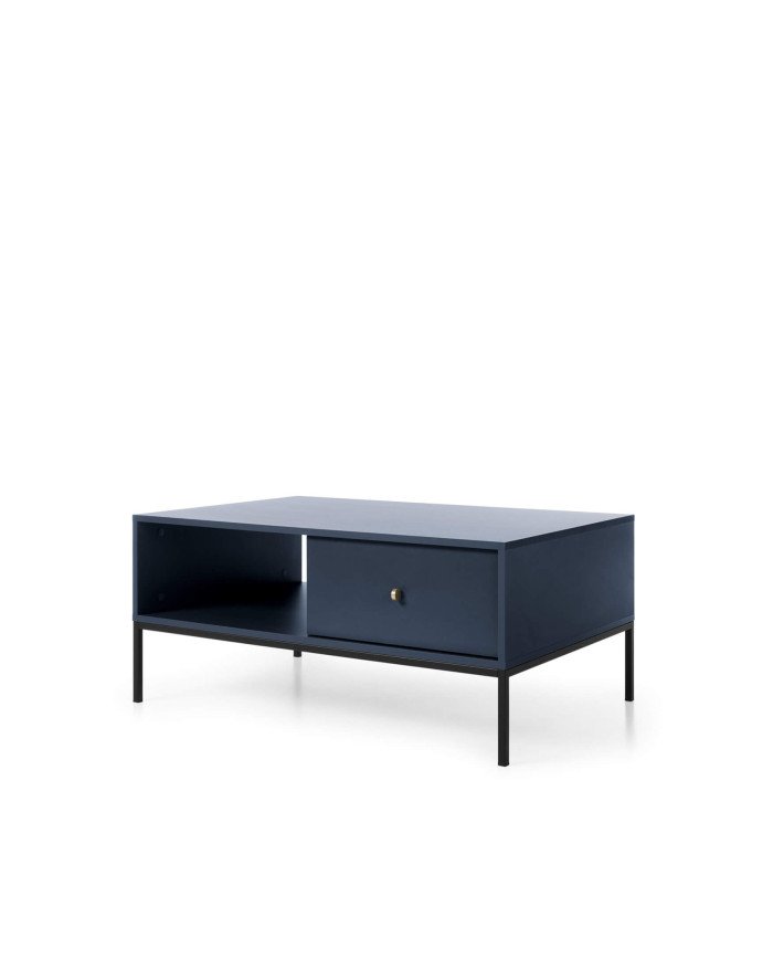 Coffee table, bench Mono ML104, shelf, drawer, dark blue/black frame - Image 3