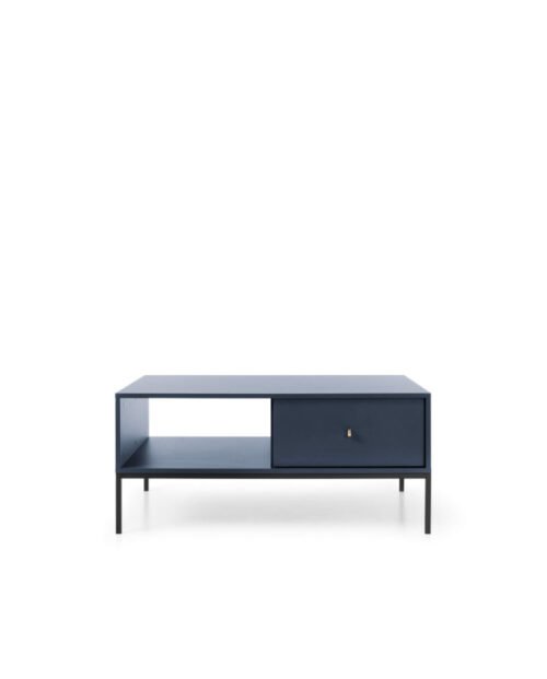 Coffee table, bench Mono ML104, shelf, drawer, dark blue/black frame
