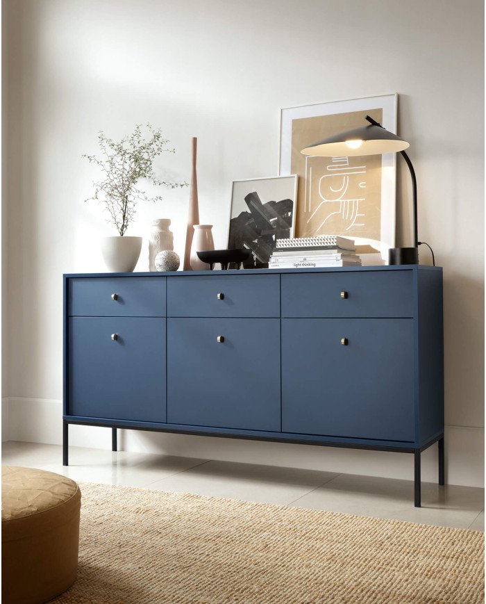 Coffee table, bench Mono ML104, shelf, drawer, dark blue/black frame - Image 7