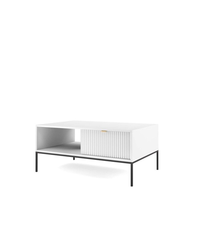 Nova L104 coffee table, bench, shelf, drawer, white/black frame - Image 3