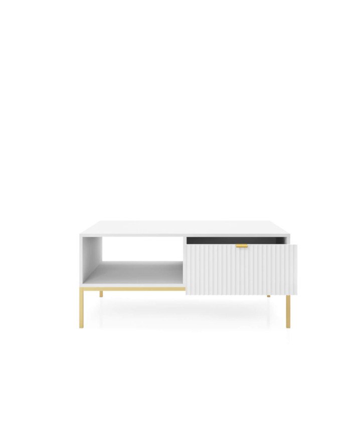 Nova L104 coffee table, bench, shelf, drawer, white/gold frame - Image 2