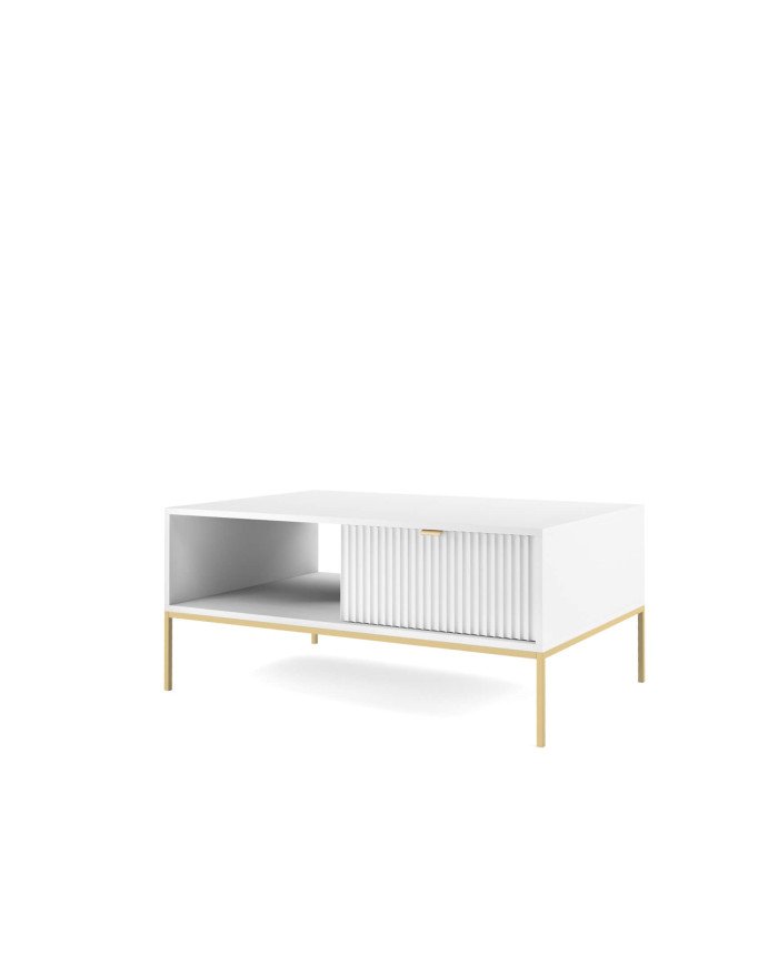 Nova L104 coffee table, bench, shelf, drawer, white/gold frame - Image 3