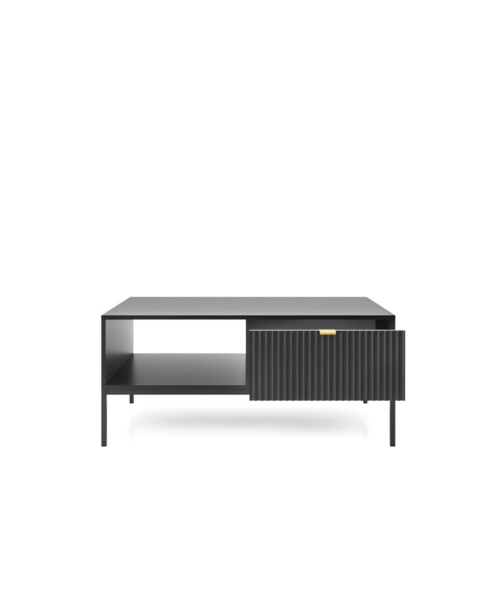 Nova L104 coffee table, bench, shelf, drawer, black / black frame - Image 2