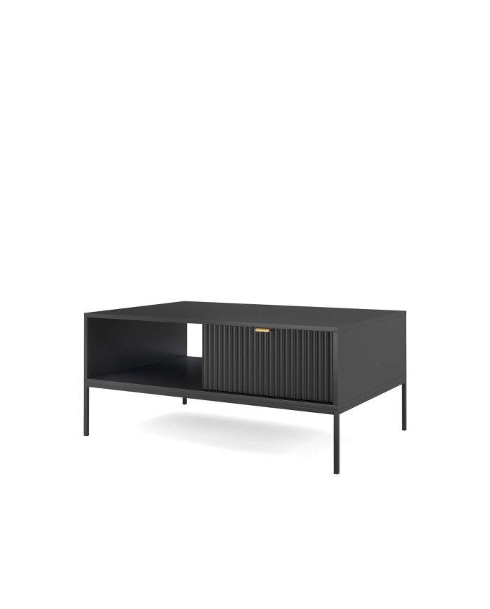 Nova L104 coffee table, bench, shelf, drawer, black / black frame - Image 3
