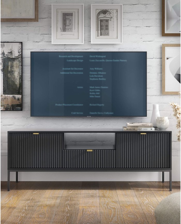 Nova L104 coffee table, bench, shelf, drawer, black / black frame - Image 6
