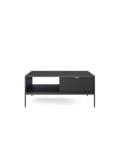Nova L104 coffee table, bench, shelf, drawer, black / black frame