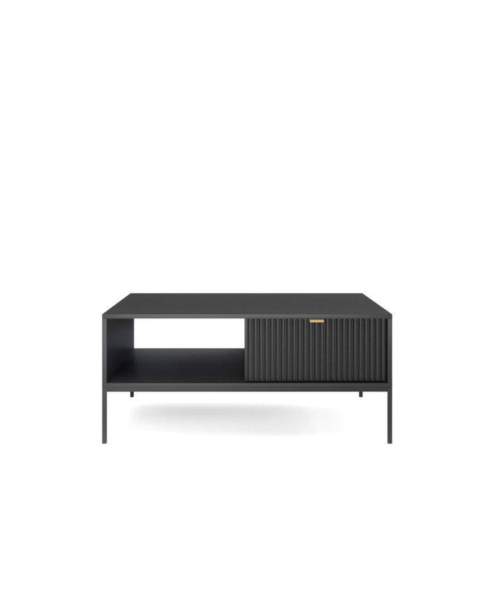 Nova L104 coffee table, bench, shelf, drawer, black / black frame