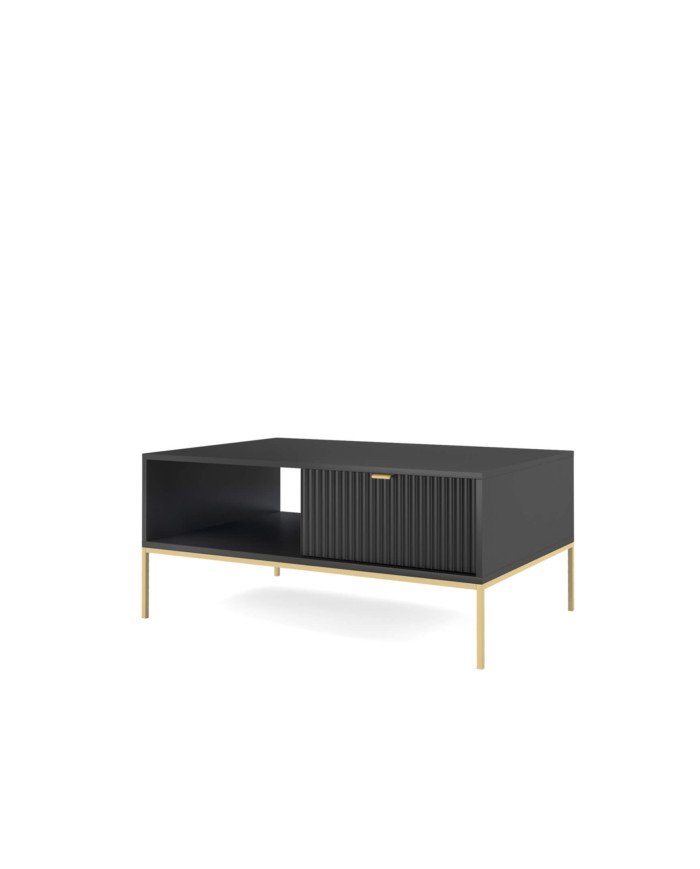 Nova L104 coffee table, bench, shelf, drawer, black/gold frame - Image 2