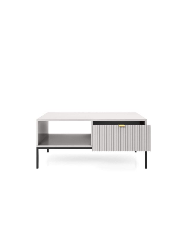 Nova L104 coffee table, bench, shelf, drawer, gray/black frame - Image 2