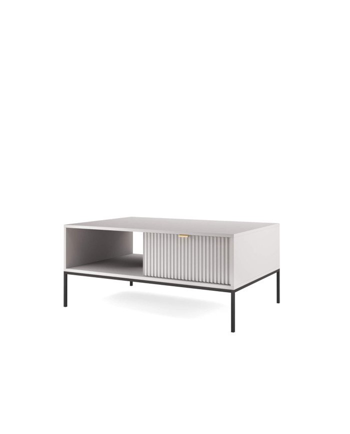 Nova L104 coffee table, bench, shelf, drawer, gray/black frame - Image 3