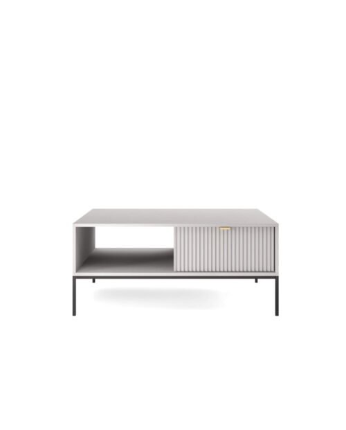 Nova L104 coffee table, bench, shelf, drawer, gray/black frame