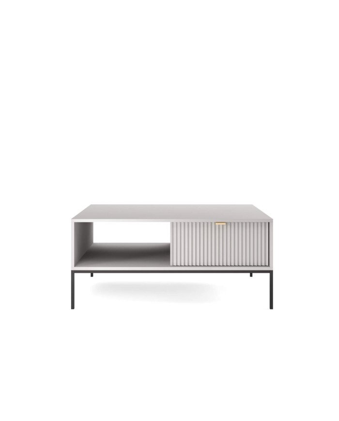 Nova L104 coffee table, bench, shelf, drawer, gray/black frame
