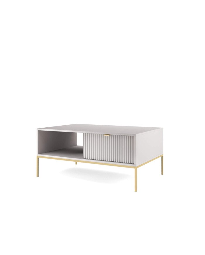Nova L104 coffee table, bench, shelf, drawer, gray/gold frame - Image 2