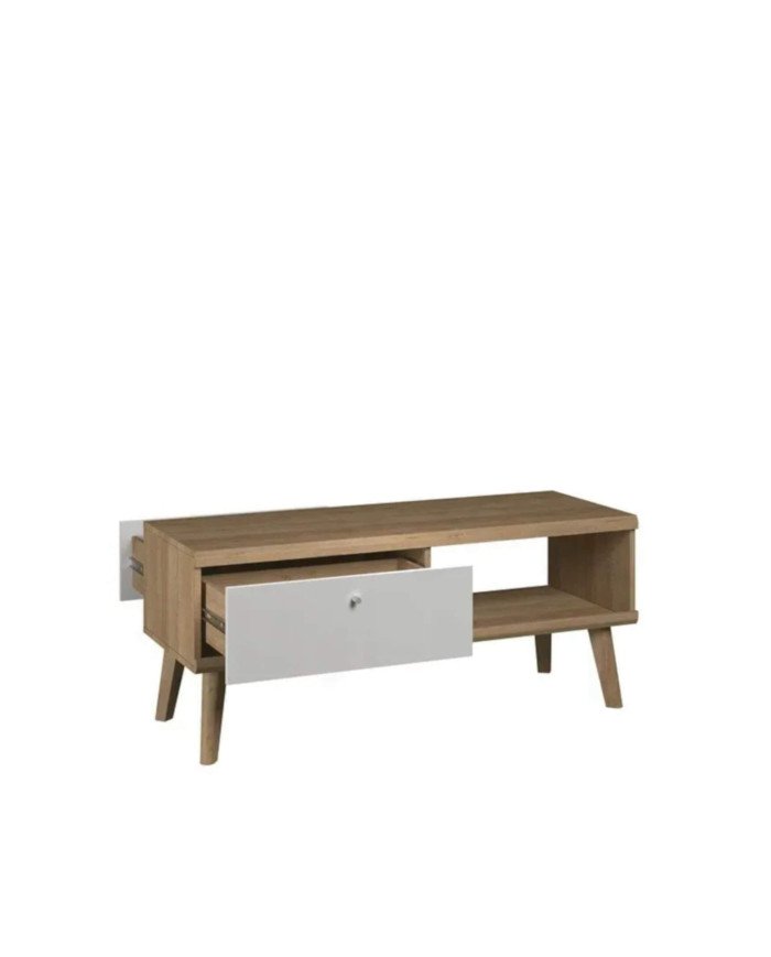 Coffee table, Primo PL107 coffee table, shelf, drawers, Riviera Oak/White - Image 2