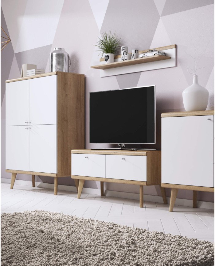 Coffee table, Primo PL107 coffee table, shelf, drawers, Riviera Oak/White - Image 5