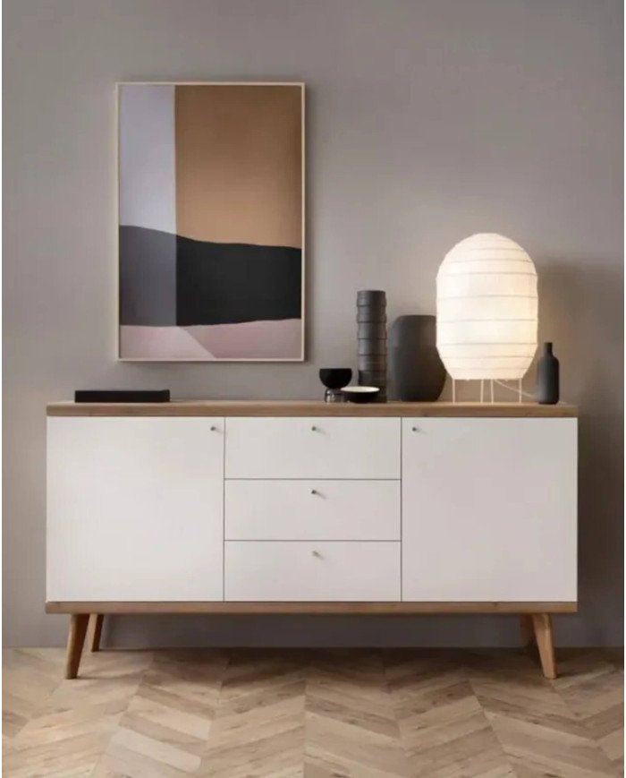Coffee table, Primo PL107 coffee table, shelf, drawers, Riviera Oak/White - Image 7