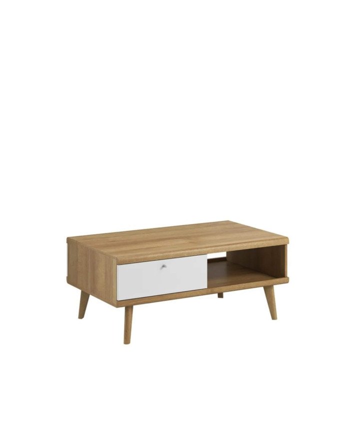 Coffee table, Primo PL107 coffee table, shelf, drawers, Riviera Oak/White