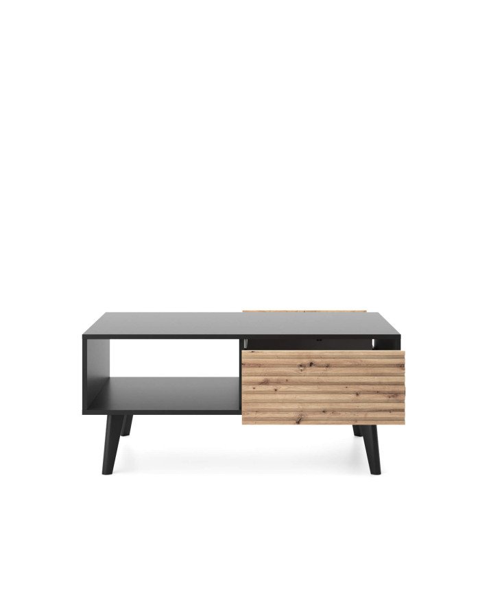 Willow L104 coffee table, bench, shelf, drawers, Artisan Oak/Black - Image 2