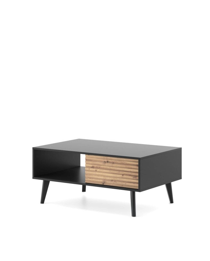 Willow L104 coffee table, bench, shelf, drawers, Artisan Oak/Black - Image 3