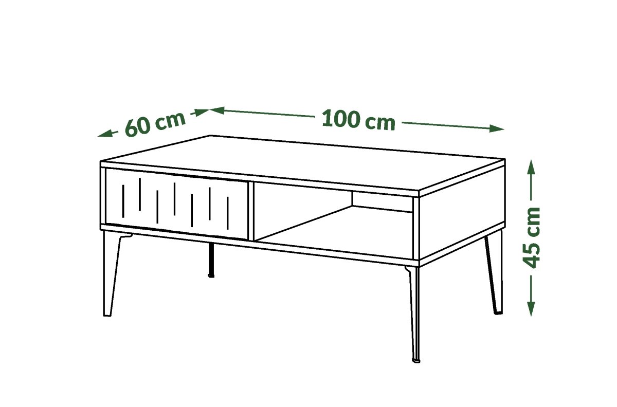 RIMINI S-100 brownish gray/matte black coffee table - MODERN COFFEE TABLE WITH DRAWERS/SHELVES AND GROOVED FRONTS - Image 5