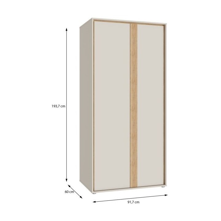Wardrobe 90 cm Wexlin beige/oak color Mauvella Forte - Image 6
