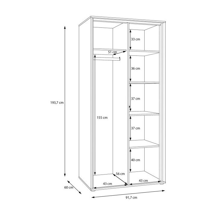 Wardrobe 90 cm Wexlin beige/oak color Mauvella Forte - Image 7
