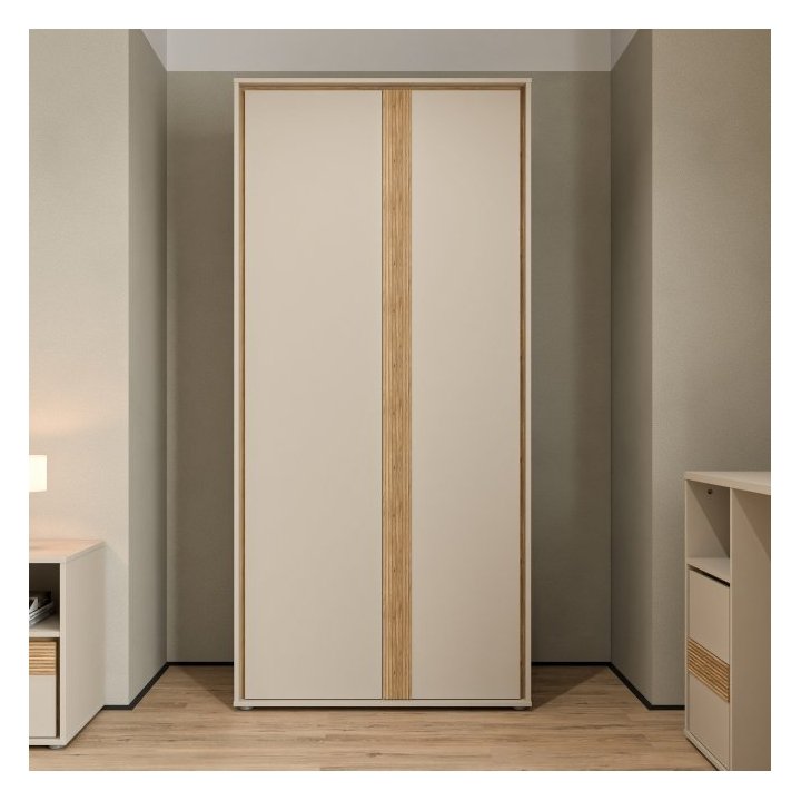 Wardrobe 90 cm Wexlin beige/oak color Mauvella Forte - Image 8