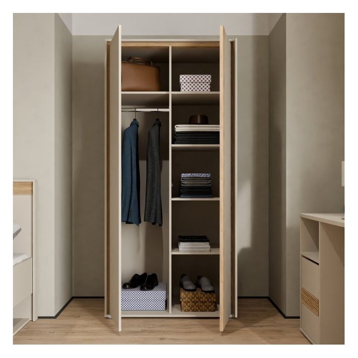 Wardrobe 90 cm Wexlin beige/oak color Mauvella Forte - Image 9