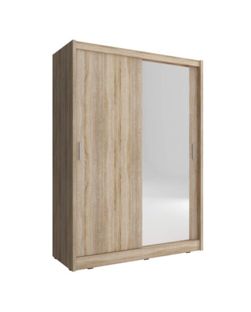 Alaska wardrobe, two doors, 150 cm, sliding, shelves, hanger, Sonoma oak