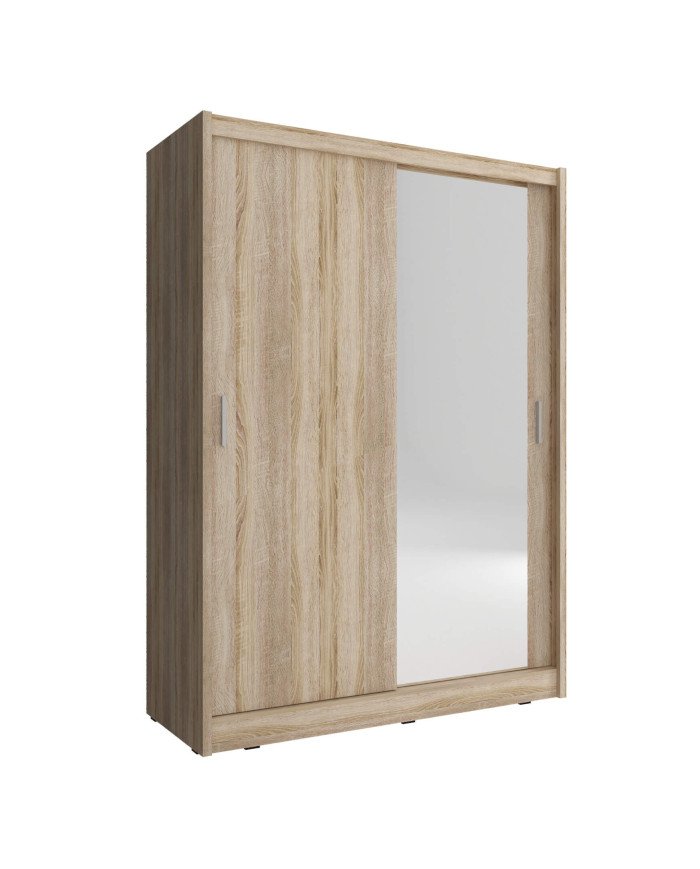 Alaska wardrobe, two doors, 150 cm, sliding, shelves, hanger, Sonoma oak