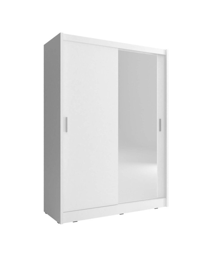 Maja 1 wardrobe, two-door, 130 cm, sliding, shelves, hanger, mirror, white
