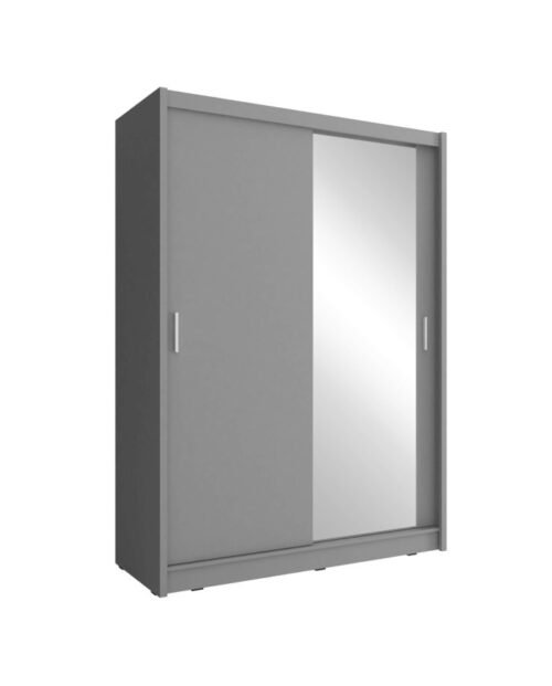 Maja 1 wardrobe, two-door, 150 cm, sliding, shelves, hanger, mirror, graphite color