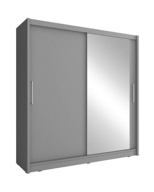 Maja 1 wardrobe, two-door, 180 cm, sliding, shelves, hanger, mirror, graphite color