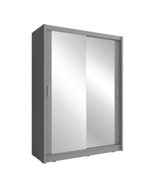 Maja 2 wardrobe, two-door, 150 cm, sliding, shelves, hanger, mirrors, graphite color