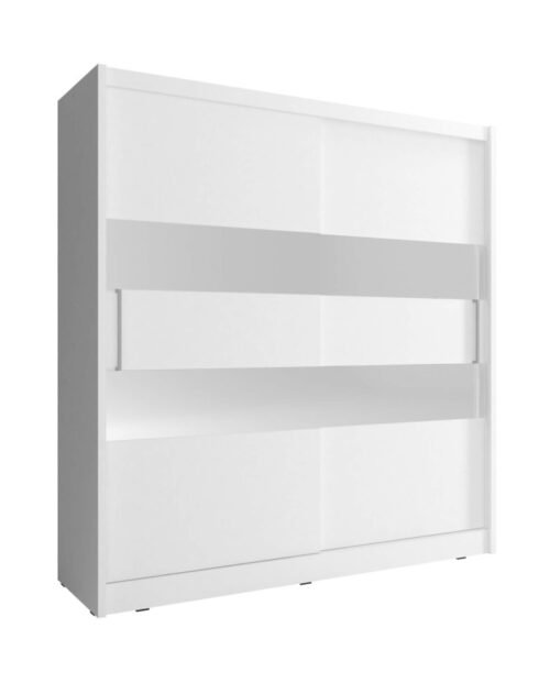 Maja 2 wardrobe, two-door, 180 cm, sliding, shelves, hanger, mirrors, white