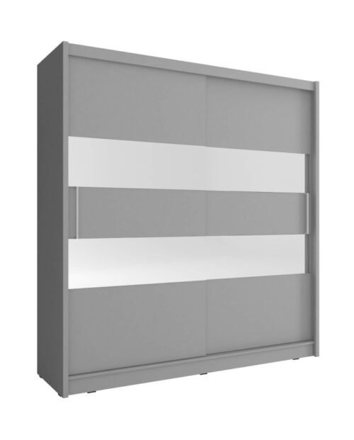 Maja 2 wardrobe, two-door, 200 cm, sliding, shelves, hanger, mirrors, graphite color