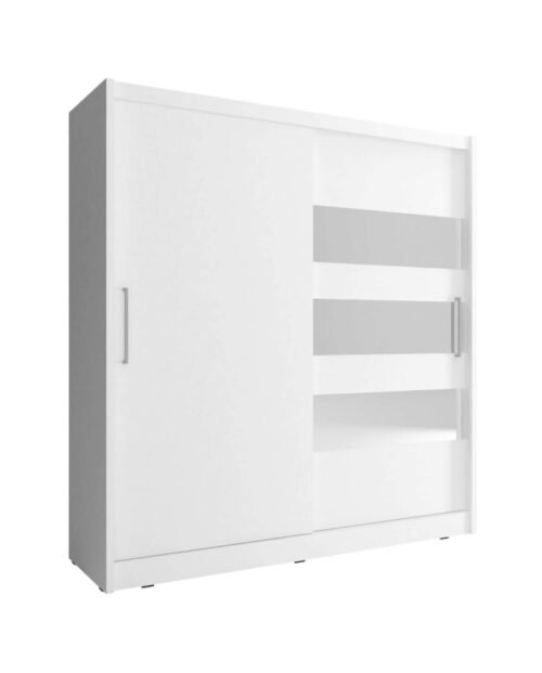 Maja 3 wardrobe, double door, 180 cm, sliding, shelves, hanger, mirrors, white