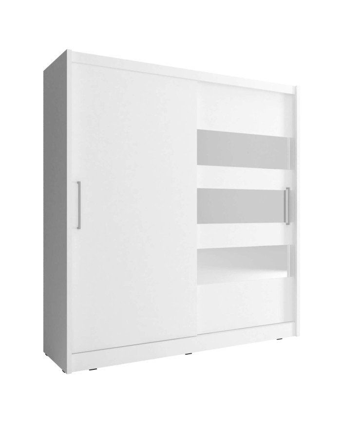 Maja 3 wardrobe, double door, 180 cm, sliding, shelves, hanger, mirrors, white