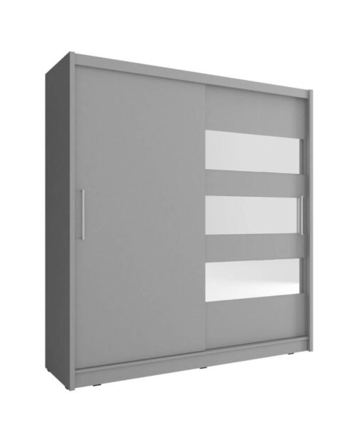 Maja 3 wardrobe, two-door, 200 cm, sliding, shelves, hanger, mirrors, graphite color