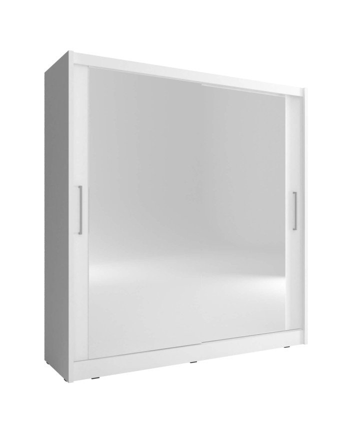Maja 6 wardrobe, two-door, 180 cm, sliding, shelves, hanger, mirrors, white