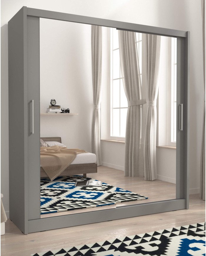 Maja 6 wardrobe, double door, 180 cm, sliding, shelves, hanger, mirrors, graphite color - Image 3
