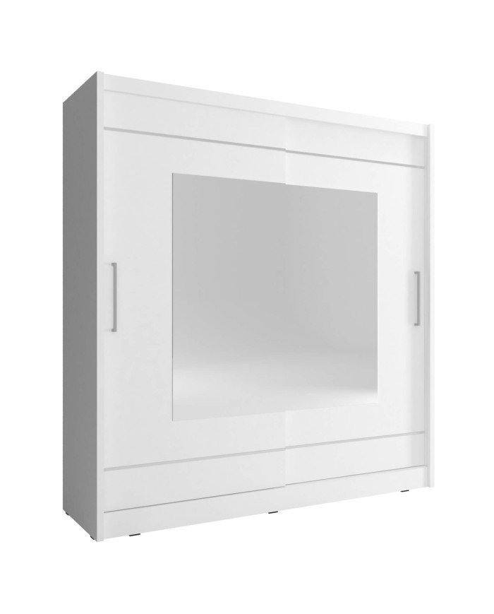 Maja 9 wardrobe, double door, 180 cm, sliding, shelves, hanger, mirrors, white