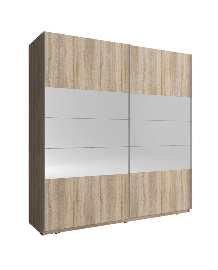 Mika 1 wardrobe, two-door, 150 cm, sliding, shelves, hanger, mirrors, Sonoma oak