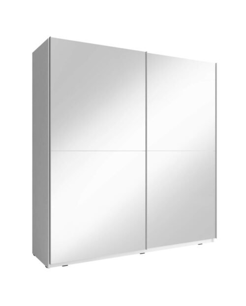 Mika 3 wardrobe, two-door, 150 cm, sliding, shelves, hanging rail, mirrors, white