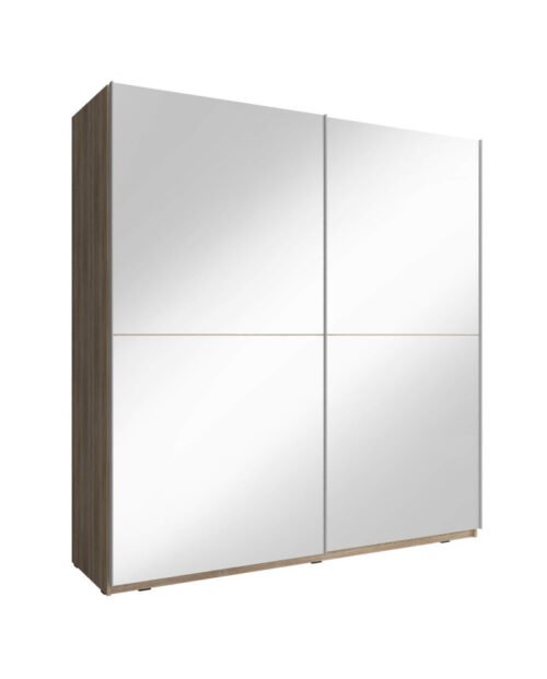 Mika 3 wardrobe, two-door, 150 cm, sliding, shelves, hanger, mirrors, Sonoma oak