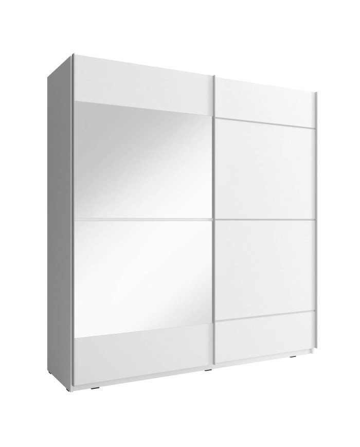 Mika 4 wardrobe, two-door, 150 cm, sliding, shelves, hanger, mirror, white