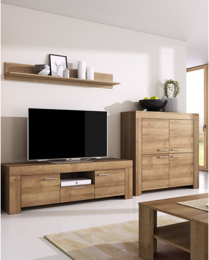 Sky SSZ110 wardrobe, two doors, shelf, hanging rail, Riviera Oak - Image 4