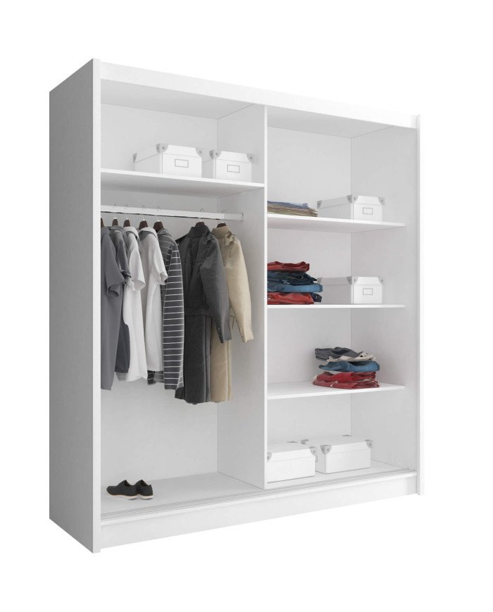 Wiki 2 wardrobe, two-door, 180 cm, sliding, shelves, hanger, mirrors, graphite color - Image 2