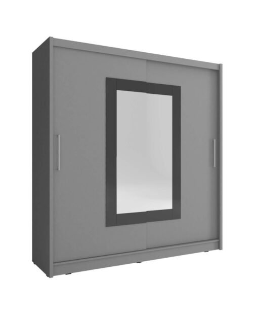 Wiki 2 wardrobe, two-door, 180 cm, sliding, shelves, hanger, mirrors, graphite color